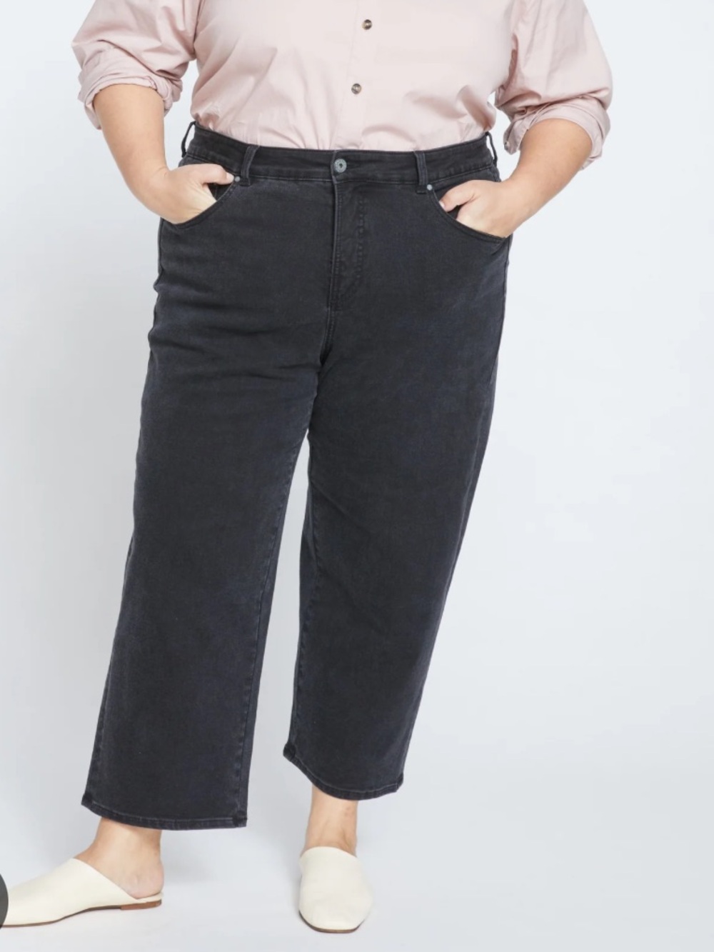 Universal Standard Gray High Waist Cropped Boyfriend Jeans Size 16